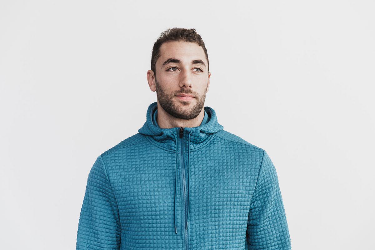 Nobull Quilted Zip-up Men's Jackets Grey Blue | Australia (DX0481)